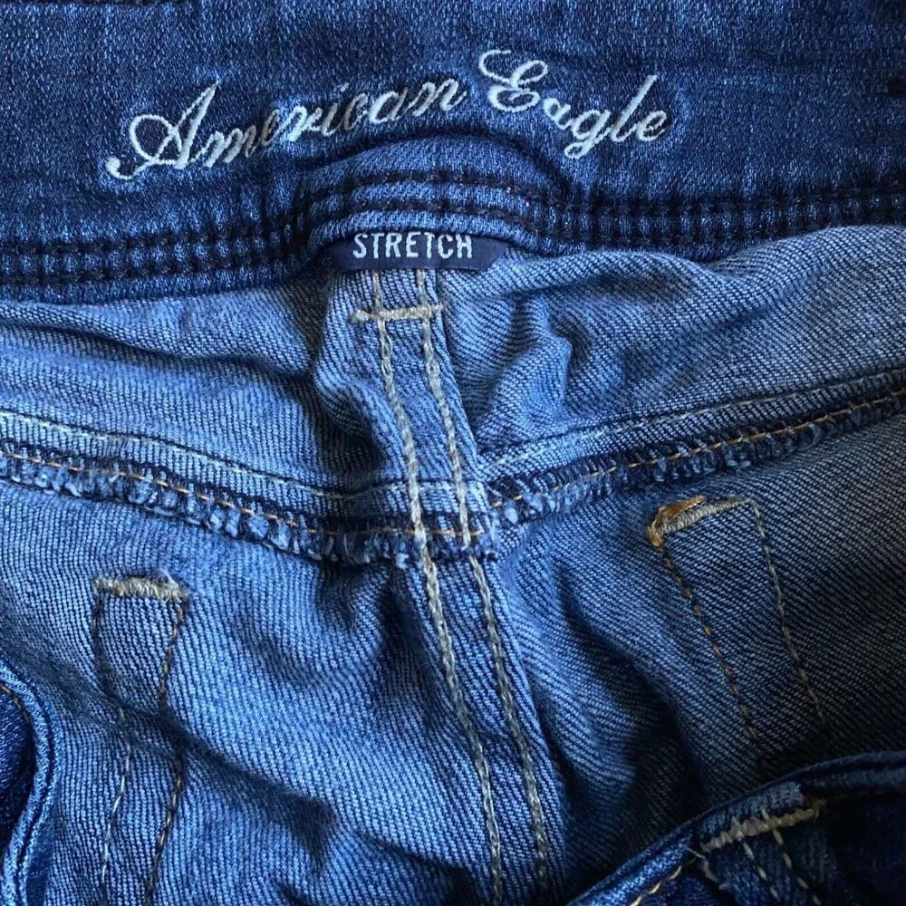 American Eagle Jeans Womens 4 Blue Slim Bootcut Low Rise Frayed Hem Denim 29X30 - Picture 11 of 12